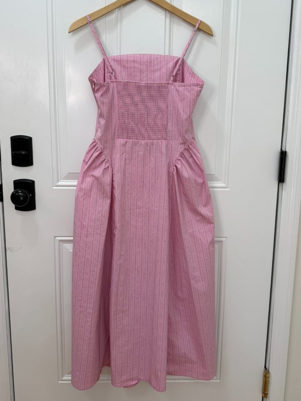 Maeve Anthropologie Pink Stripe Fitted A-Line Midi Dress Size M - Picture 4 of 10